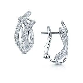 18ct White Gold Diamond Fancy Entwined Hoop Earrings