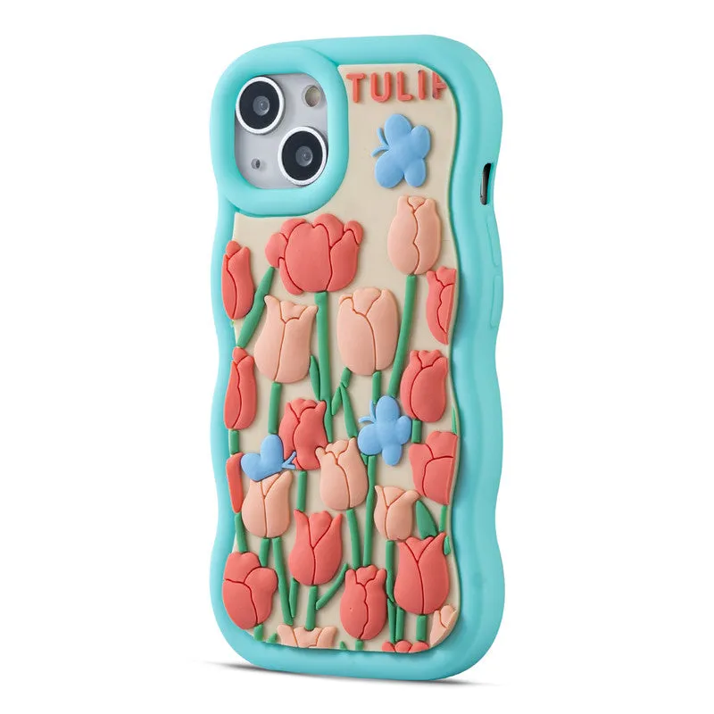 3D Silicone Soft Wave Edges Mobile Back Case For Apple iPhone 13