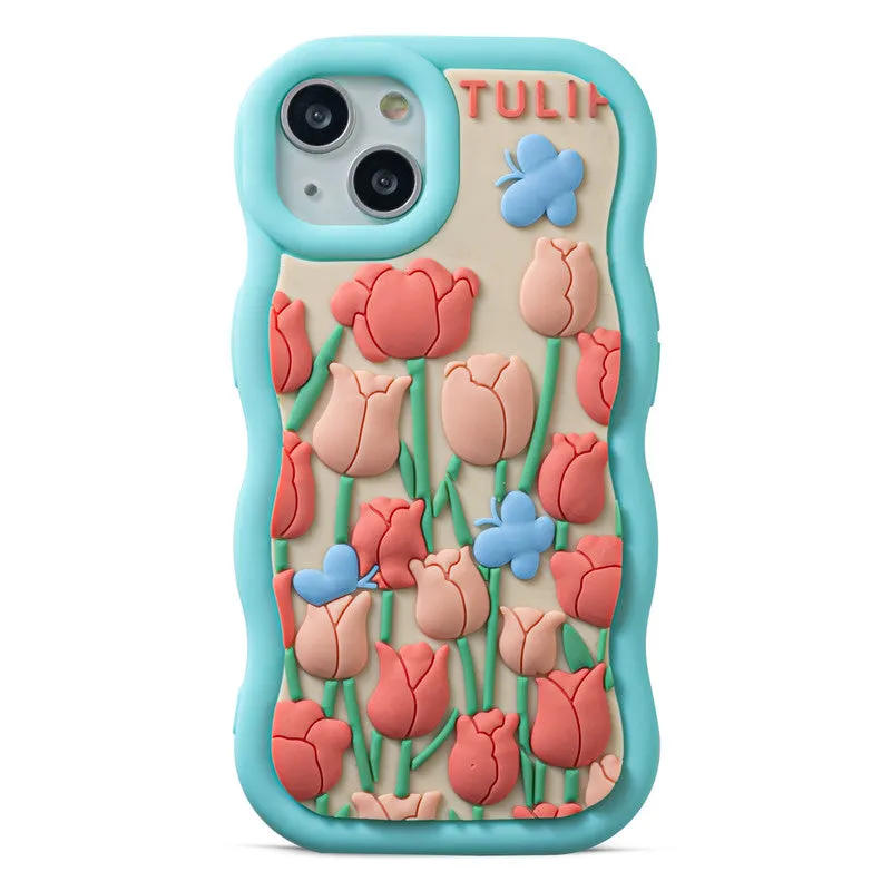 3D Silicone Soft Wave Edges Mobile Back Case For Apple iPhone 13