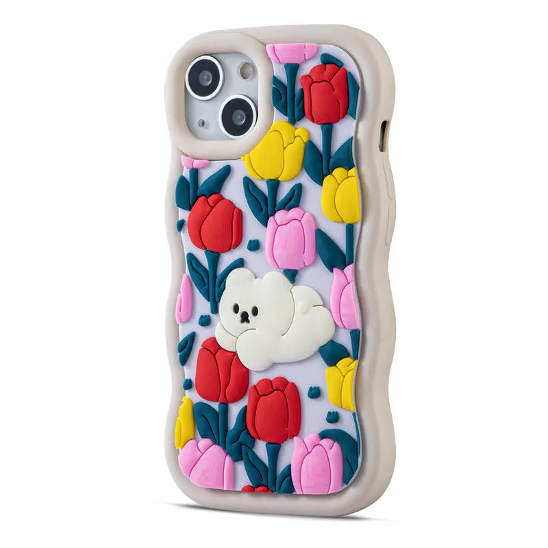 3D Silicone Soft Wave Edges Mobile Back Case For Apple iPhone 13