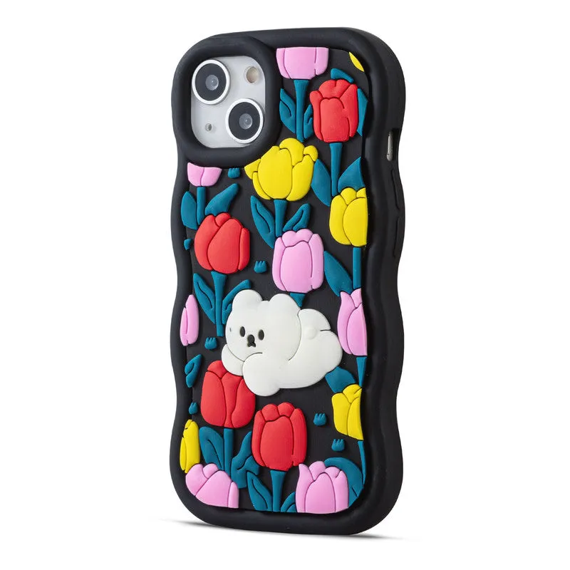 3D Silicone Soft Wave Edges Mobile Back Case For Apple iPhone 13