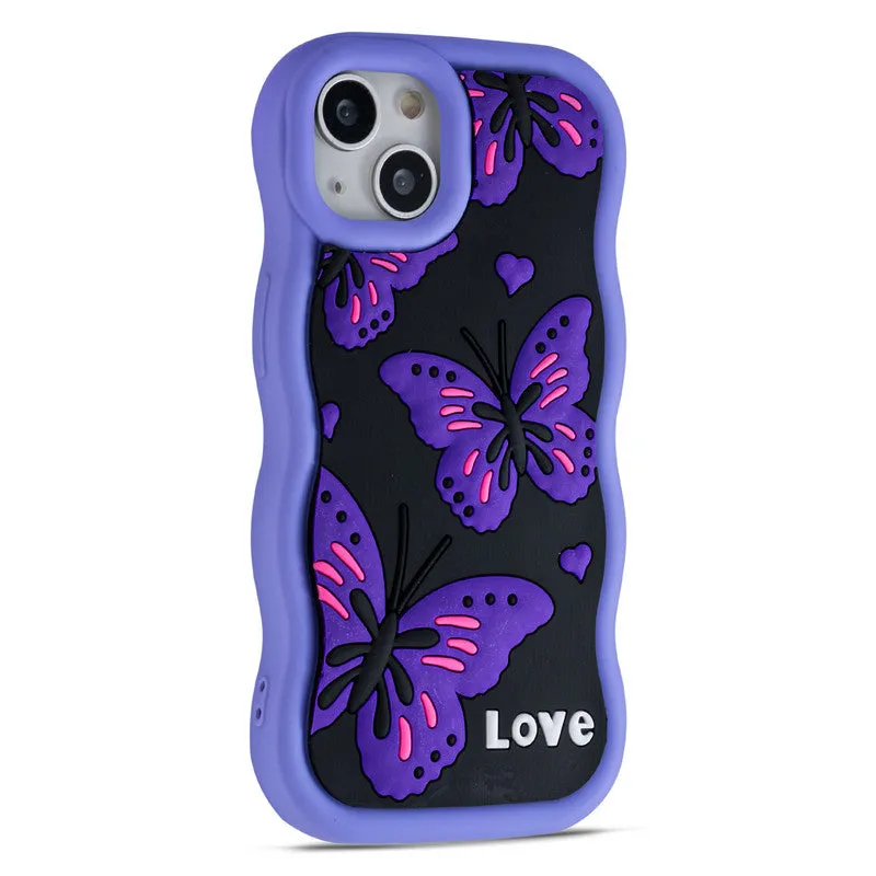 3D Silicone Soft Wave Edges Mobile Back Case For Apple iPhone 13