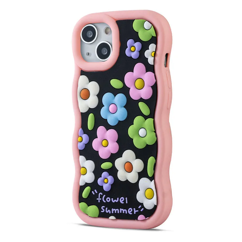 3D Silicone Soft Wave Edges Mobile Back Case For Apple iPhone 13