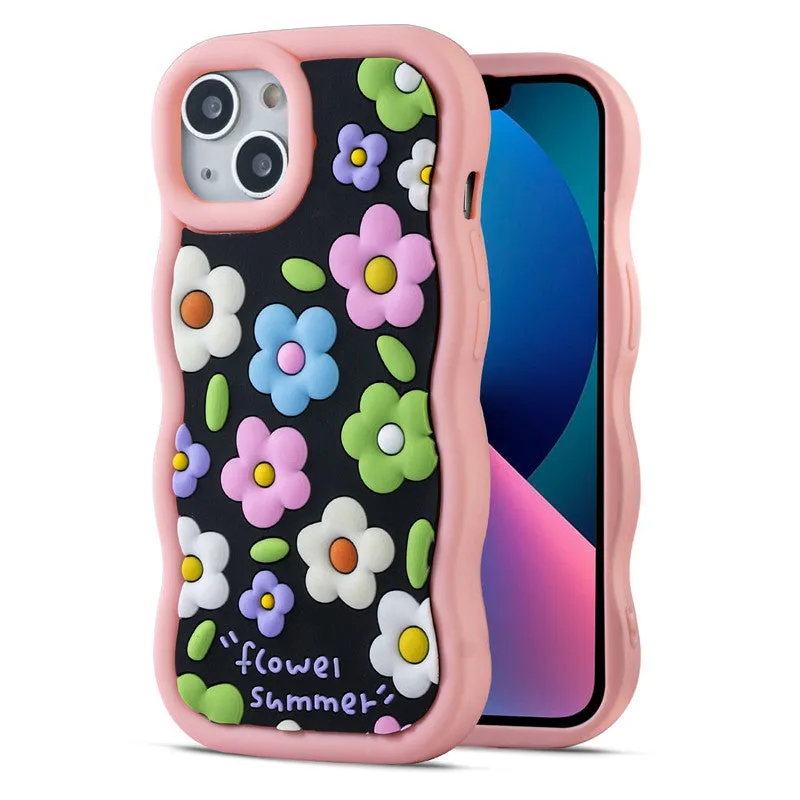3D Silicone Soft Wave Edges Mobile Back Case For Apple iPhone 13