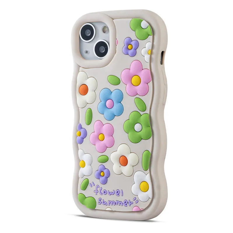 3D Silicone Soft Wave Edges Mobile Back Case For Apple iPhone 13