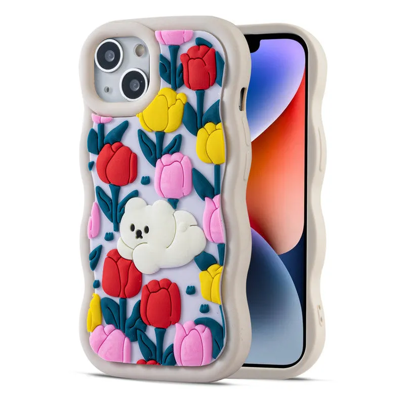 3D Silicone Soft Wave Edges Mobile Back Case For Apple iPhone 13