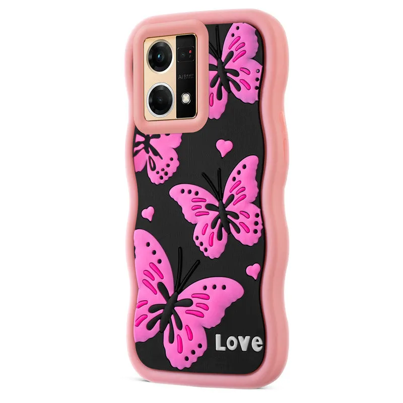 3D Silicone Soft Wave Edges Mobile Back Case For Oppo F21 Pro 4G