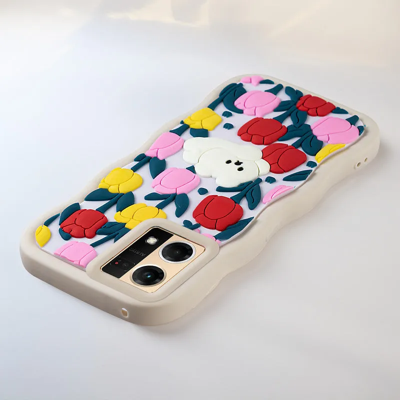 3D Silicone Soft Wave Edges Mobile Back Case For Oppo F21 Pro 4G