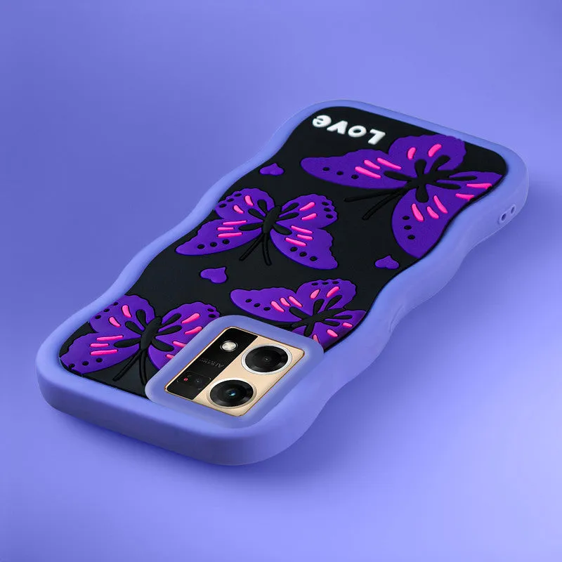 3D Silicone Soft Wave Edges Mobile Back Case For Oppo F21 Pro 4G
