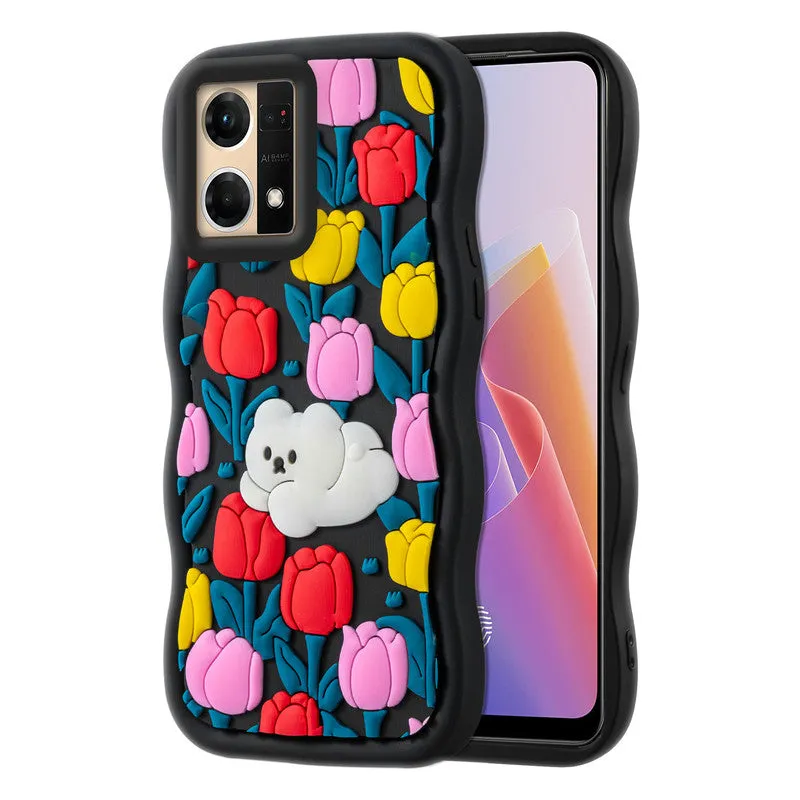 3D Silicone Soft Wave Edges Mobile Back Case For Oppo F21 Pro 4G