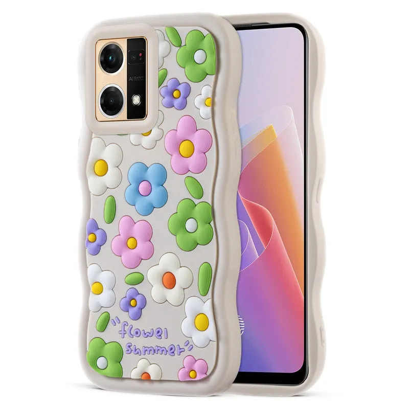 3D Silicone Soft Wave Edges Mobile Back Case For Oppo F21 Pro 4G