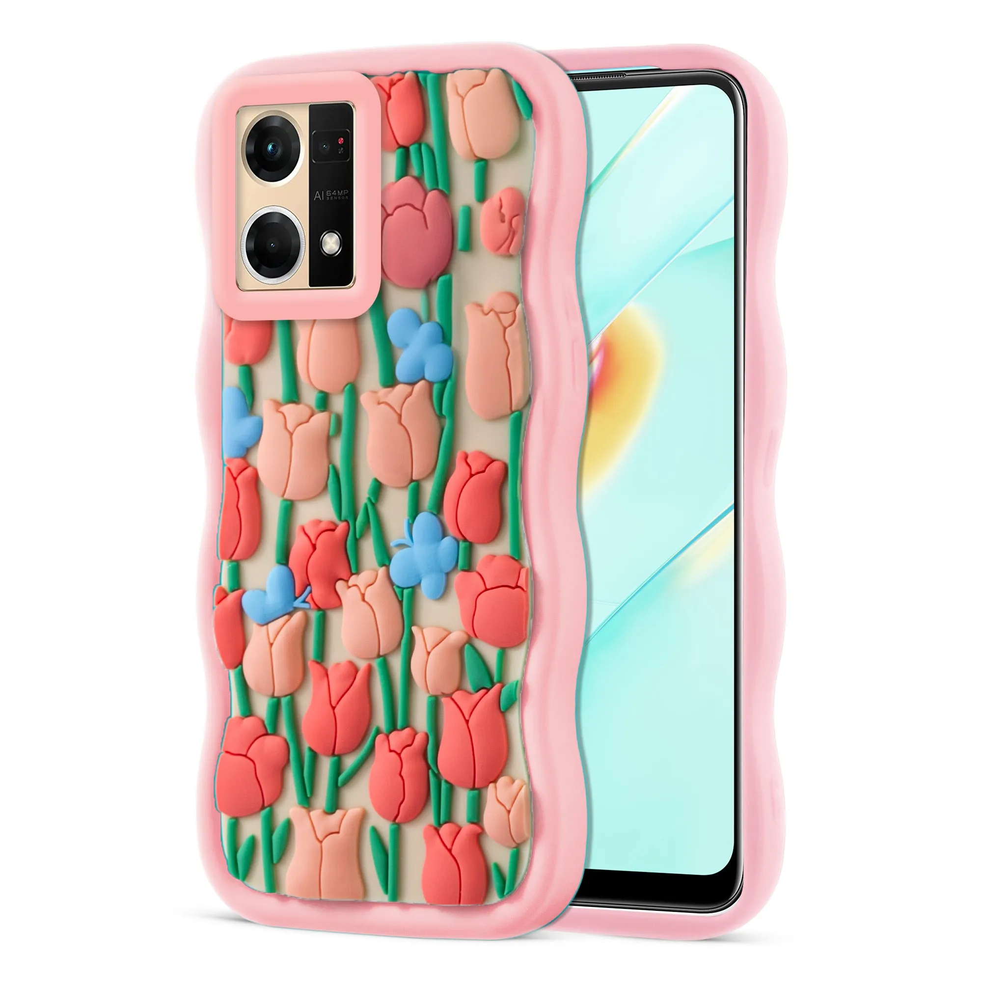 3D Silicone Soft Wave Edges Mobile Back Case For Oppo F21 Pro 4G