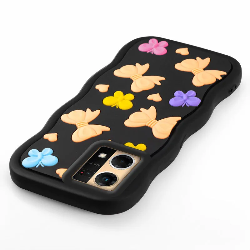 3D Silicone Soft Wave Edges Mobile Back Case For Oppo F21 Pro 4G