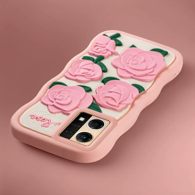 3D Silicone Soft Wave Edges Mobile Back Case For Oppo F21 Pro 4G