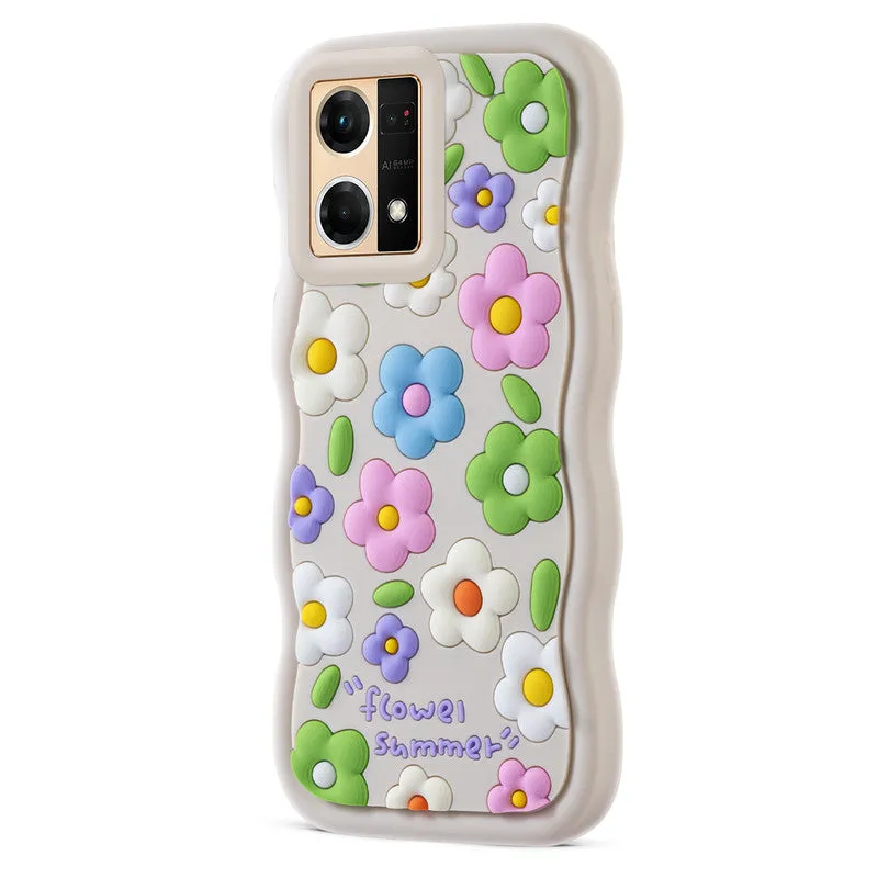 3D Silicone Soft Wave Edges Mobile Back Case For Oppo F21 Pro 4G