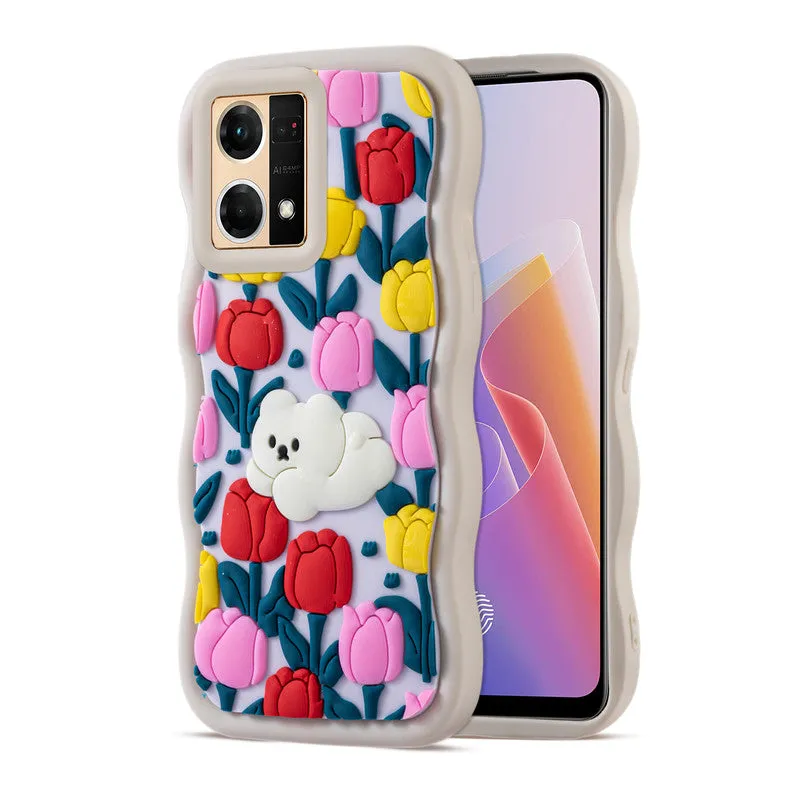 3D Silicone Soft Wave Edges Mobile Back Case For Oppo F21 Pro 4G