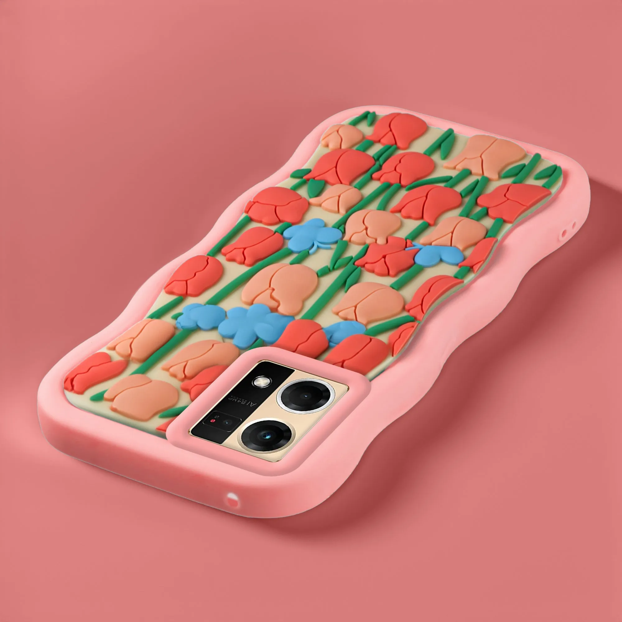 3D Silicone Soft Wave Edges Mobile Back Case For Oppo F21 Pro 4G