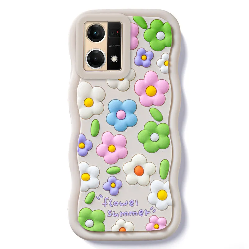 3D Silicone Soft Wave Edges Mobile Back Case For Oppo F21 Pro 4G