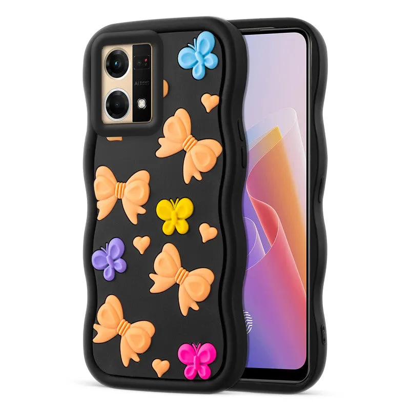 3D Silicone Soft Wave Edges Mobile Back Case For Oppo F21 Pro 4G