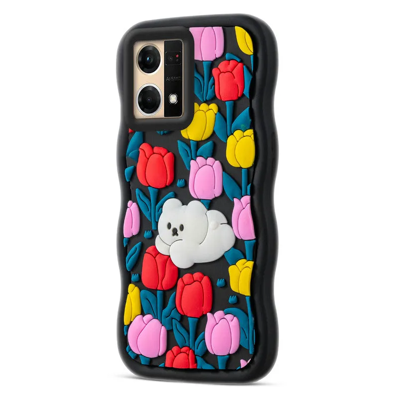 3D Silicone Soft Wave Edges Mobile Back Case For Oppo F21 Pro 4G