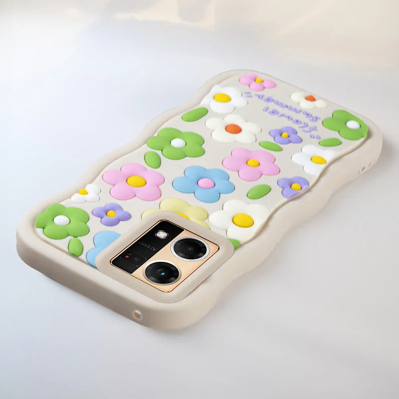 3D Silicone Soft Wave Edges Mobile Back Case For Oppo F21 Pro 4G