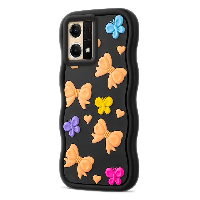 3D Silicone Soft Wave Edges Mobile Back Case For Oppo F21 Pro 4G