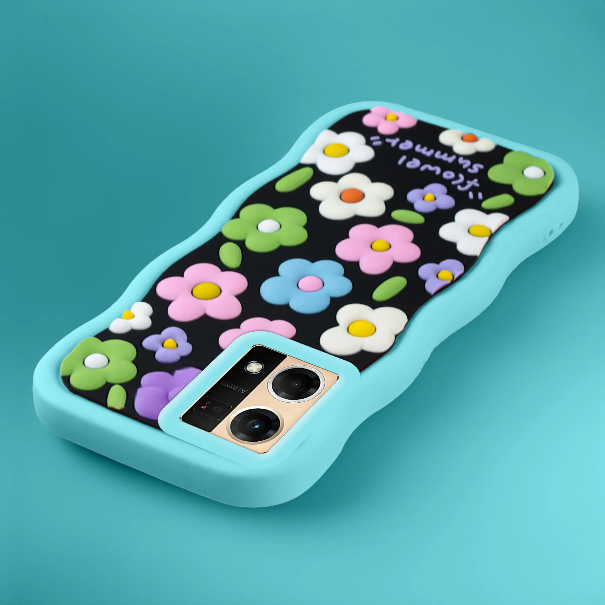 3D Silicone Soft Wave Edges Mobile Back Case For Oppo F21 Pro 4G