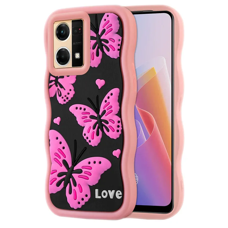 3D Silicone Soft Wave Edges Mobile Back Case For Oppo F21 Pro 4G