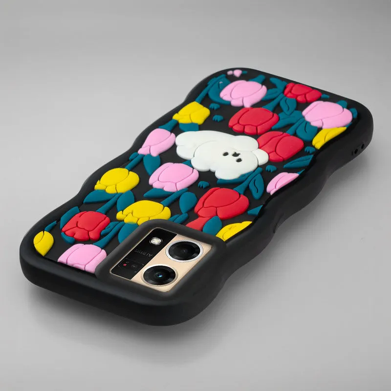 3D Silicone Soft Wave Edges Mobile Back Case For Oppo F21 Pro 4G