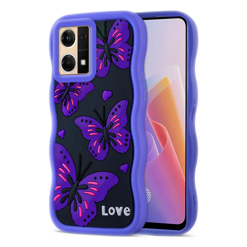 3D Silicone Soft Wave Edges Mobile Back Case For Oppo F21 Pro 4G