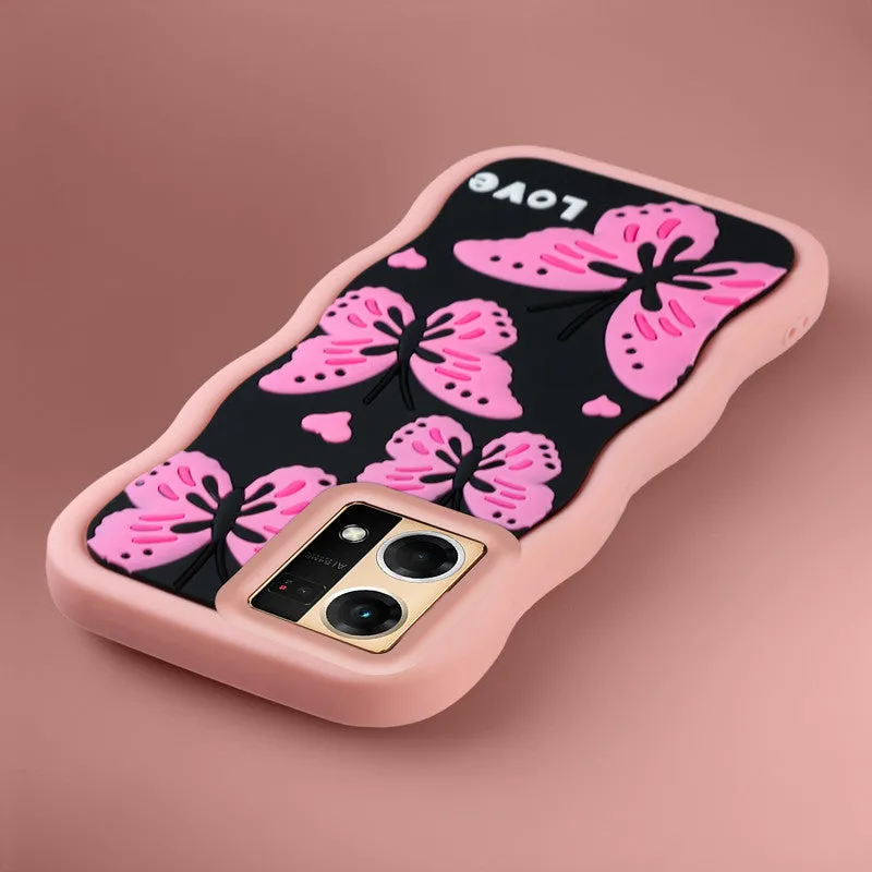 3D Silicone Soft Wave Edges Mobile Back Case For Oppo F21 Pro 4G
