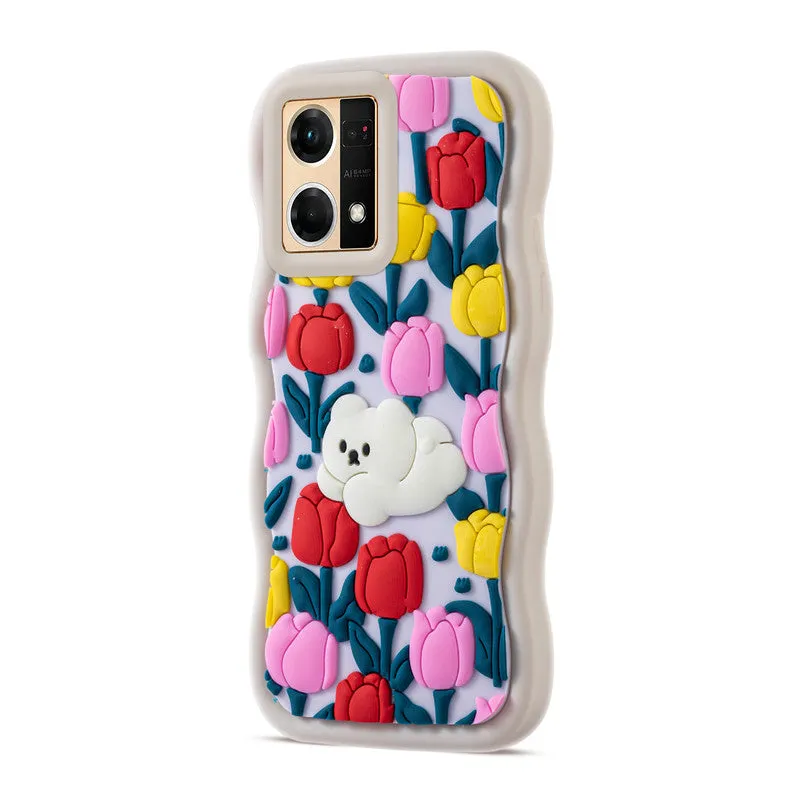 3D Silicone Soft Wave Edges Mobile Back Case For Oppo F21 Pro 4G