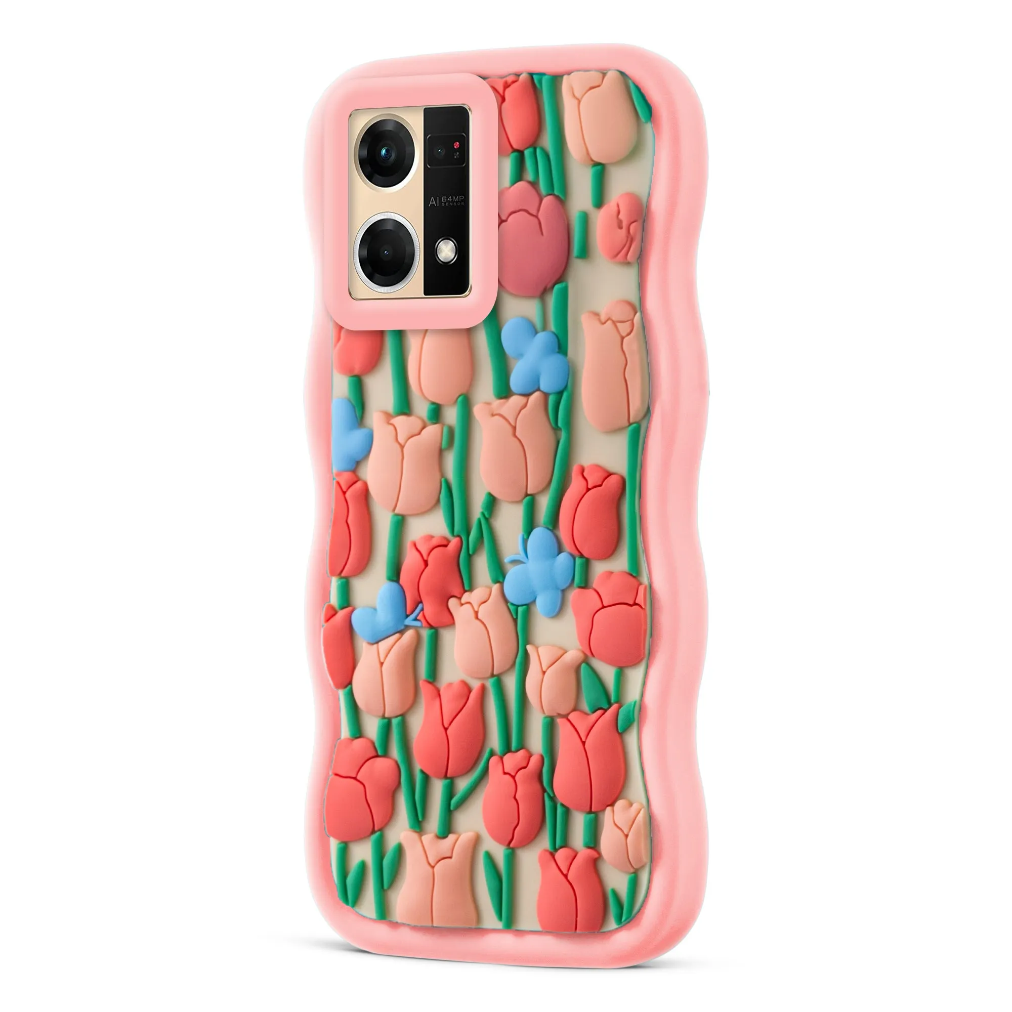 3D Silicone Soft Wave Edges Mobile Back Case For Oppo F21 Pro 4G