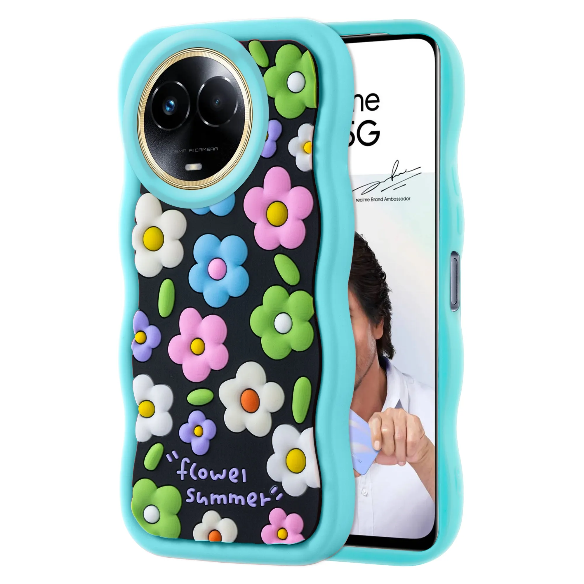 3D Silicone Soft Wave Edges Mobile Back Case For Realme 11x 5G