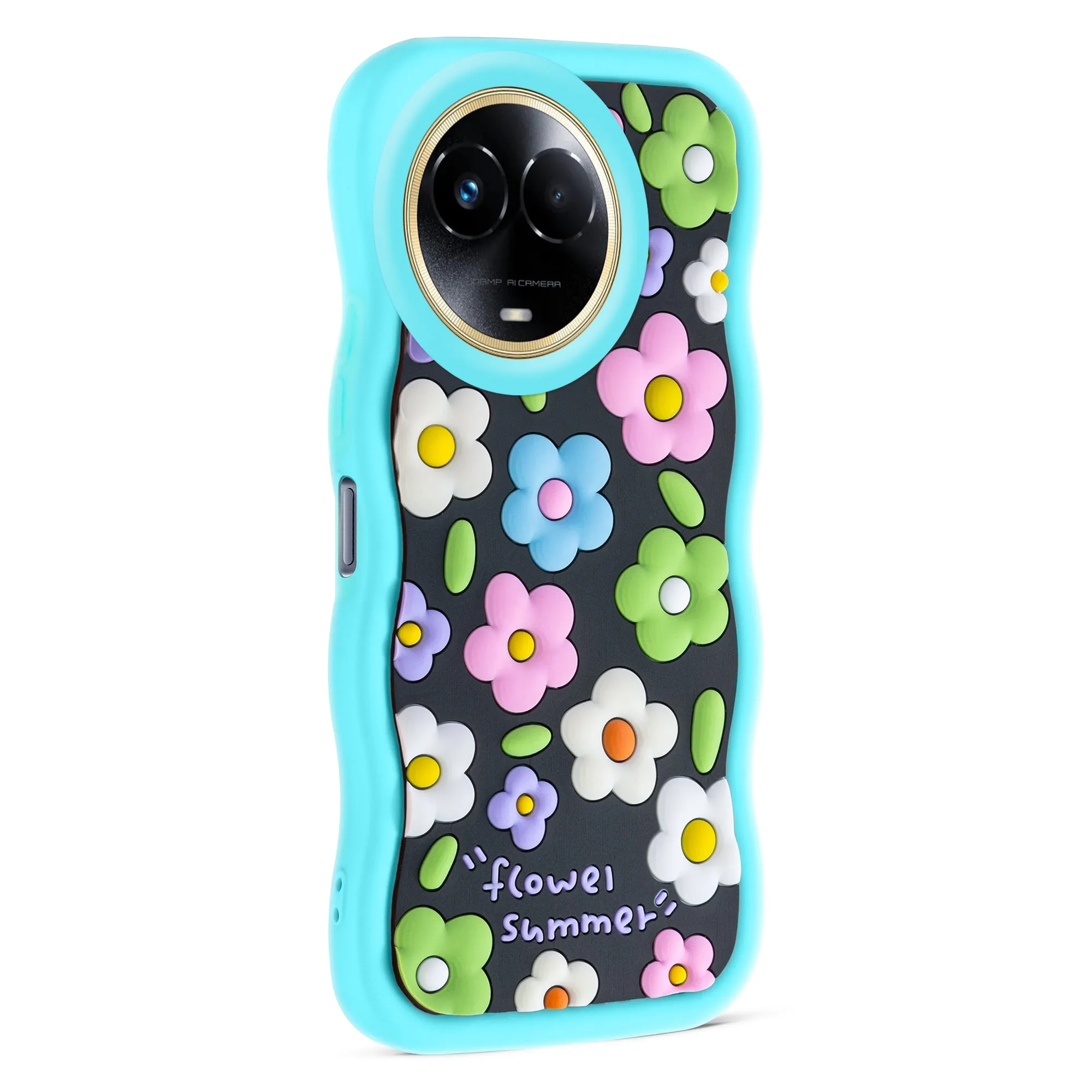 3D Silicone Soft Wave Edges Mobile Back Case For Realme 11x 5G