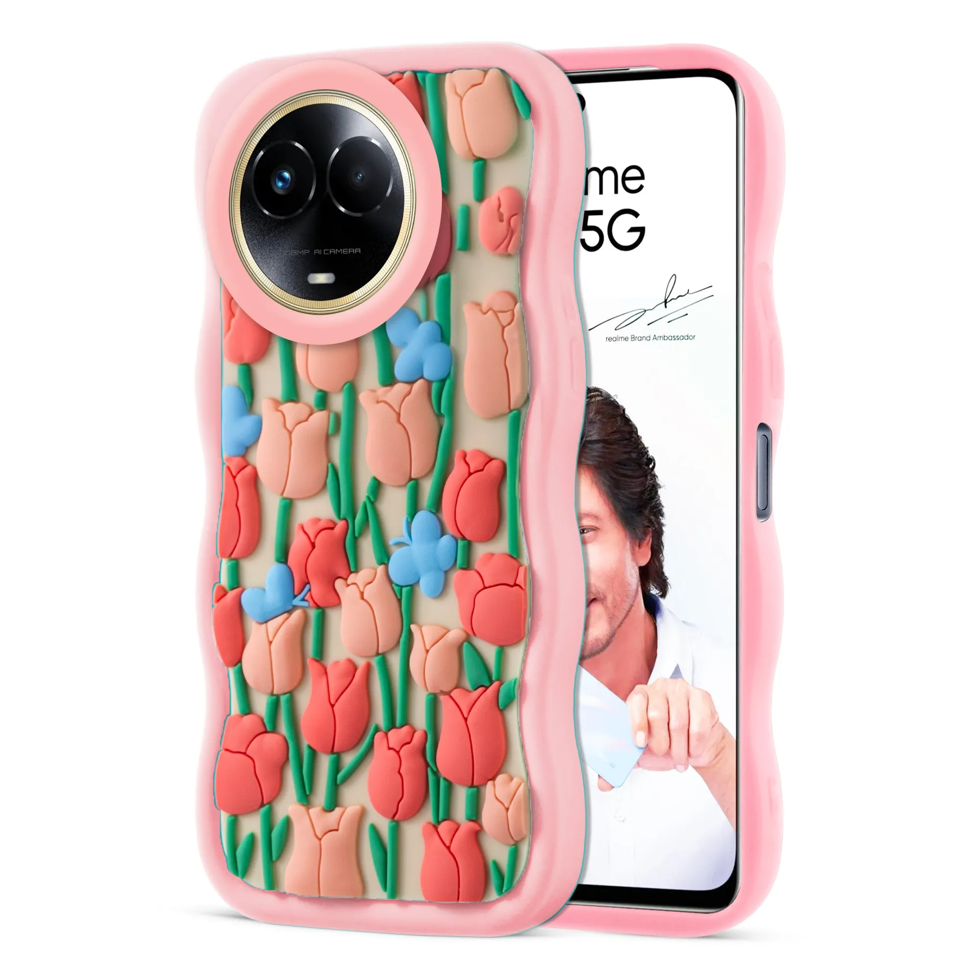 3D Silicone Soft Wave Edges Mobile Back Case For Realme 11x 5G