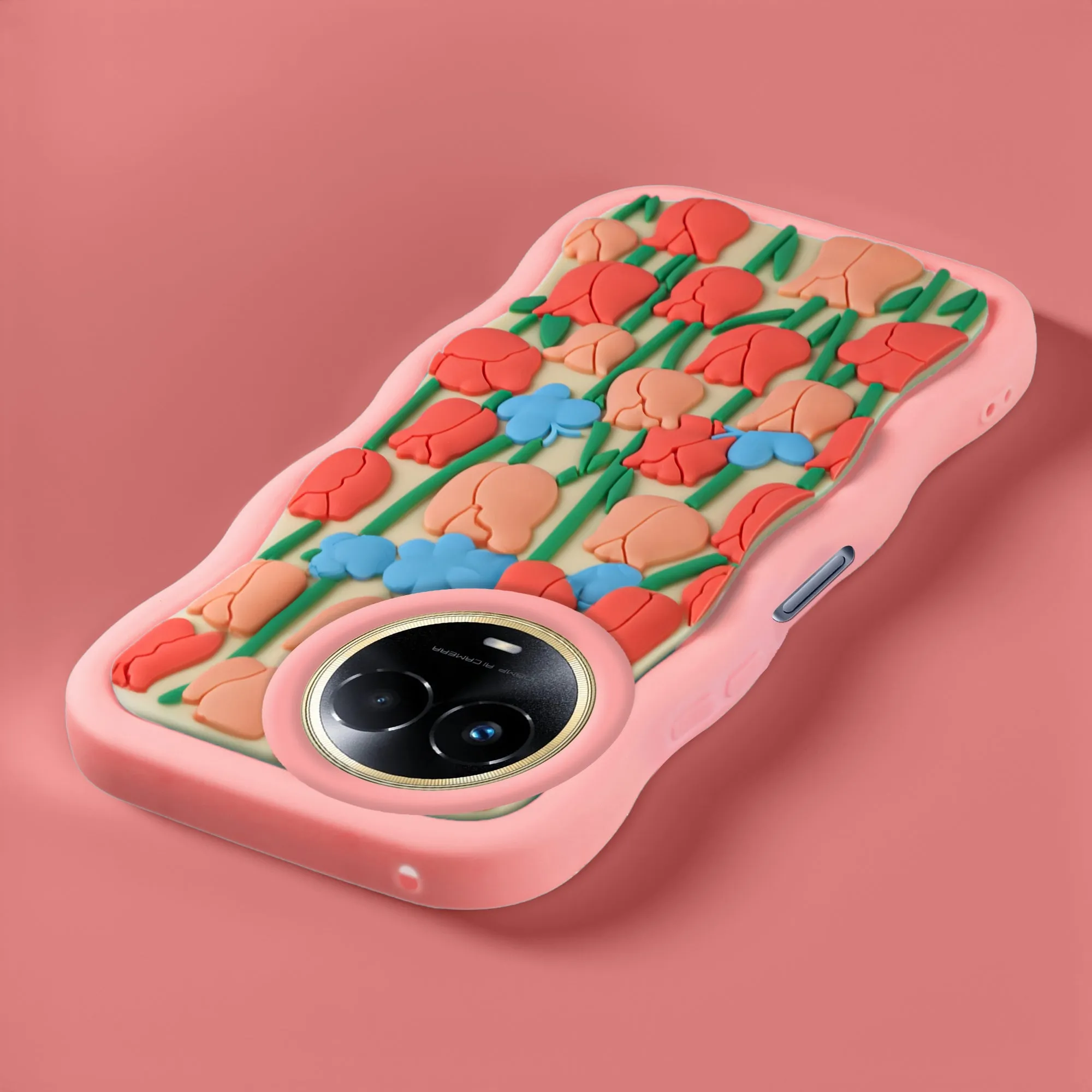 3D Silicone Soft Wave Edges Mobile Back Case For Realme 11x 5G