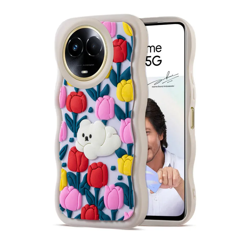 3D Silicone Soft Wave Edges Mobile Back Case For Realme 11x 5G