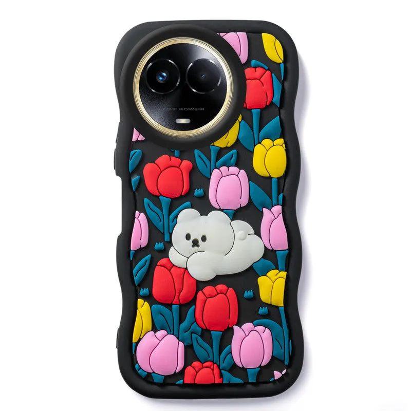 3D Silicone Soft Wave Edges Mobile Back Case For Realme 11x 5G