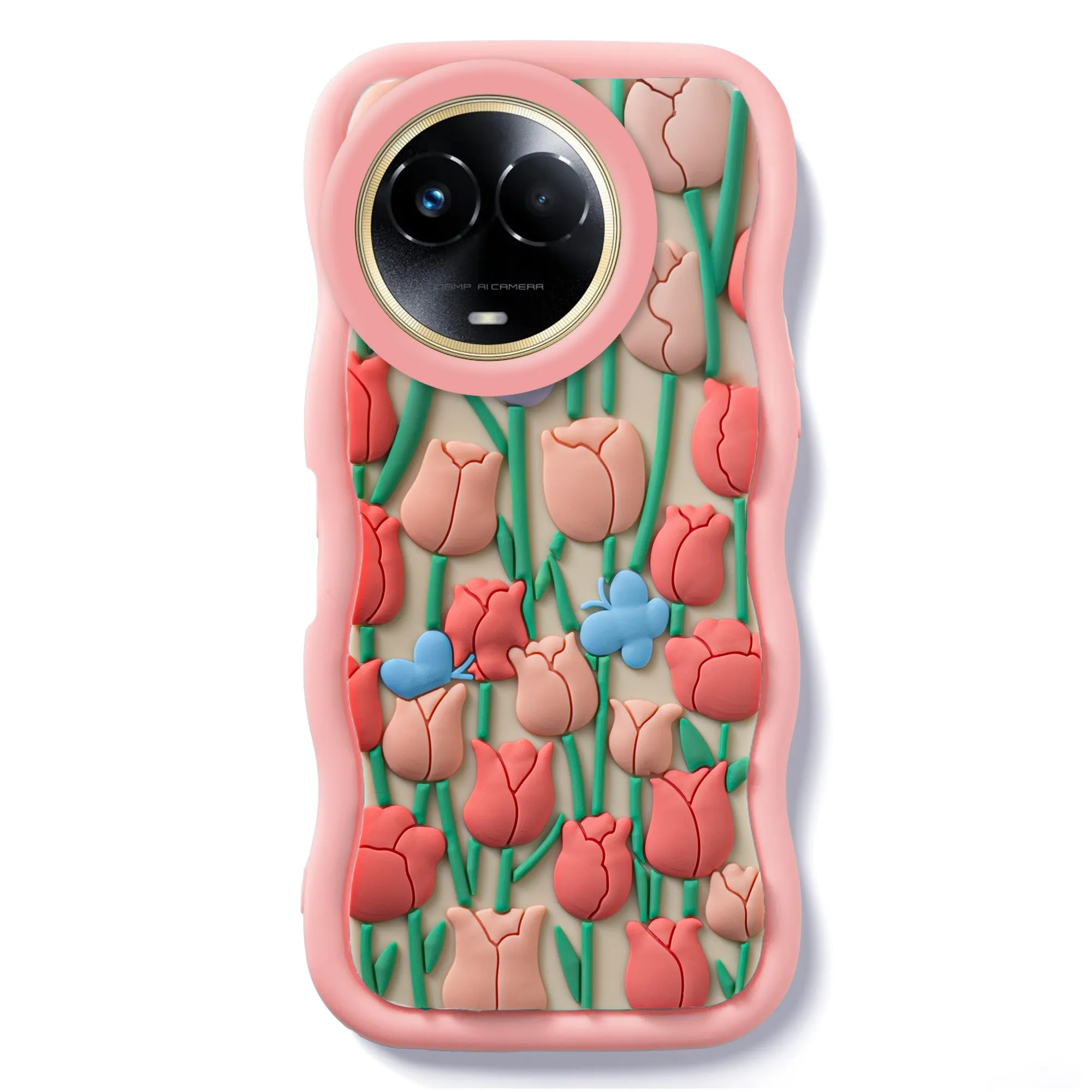 3D Silicone Soft Wave Edges Mobile Back Case For Realme 11x 5G