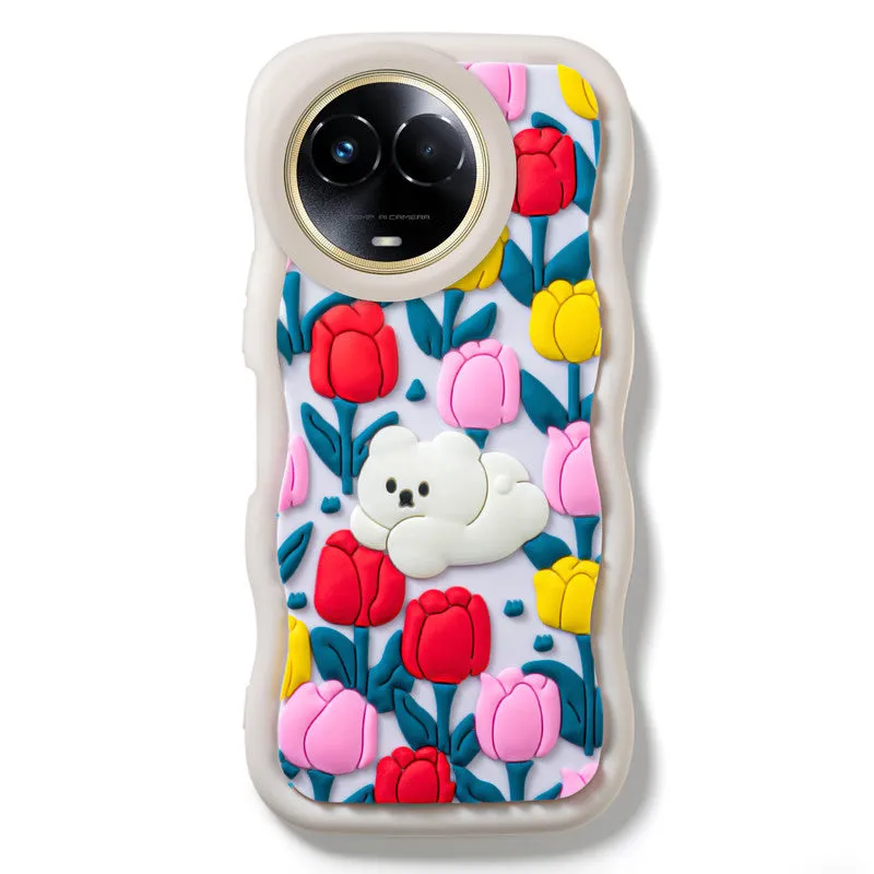3D Silicone Soft Wave Edges Mobile Back Case For Realme 11x 5G