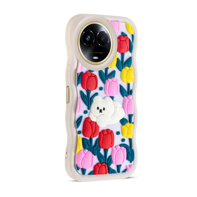3D Silicone Soft Wave Edges Mobile Back Case For Realme 11x 5G