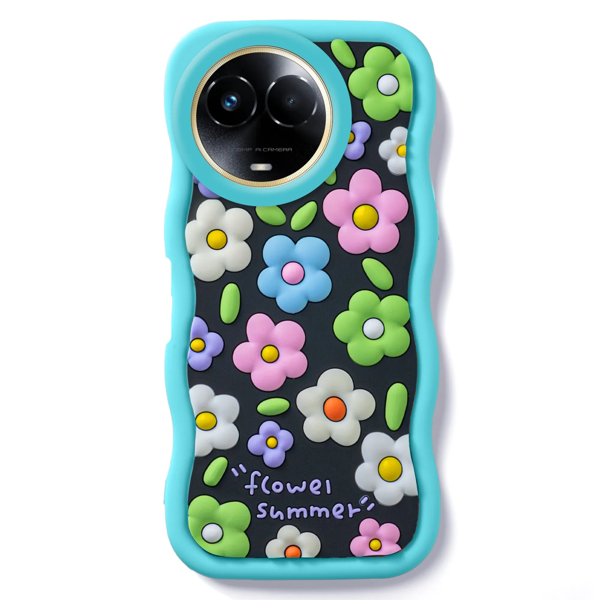 3D Silicone Soft Wave Edges Mobile Back Case For Realme 11x 5G
