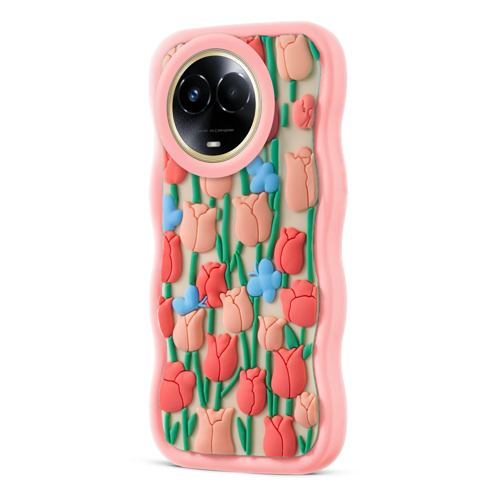 3D Silicone Soft Wave Edges Mobile Back Case For Realme 11x 5G
