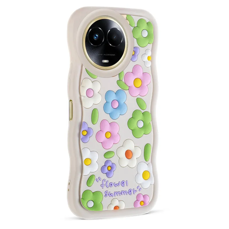 3D Silicone Soft Wave Edges Mobile Back Case For Realme 11x 5G