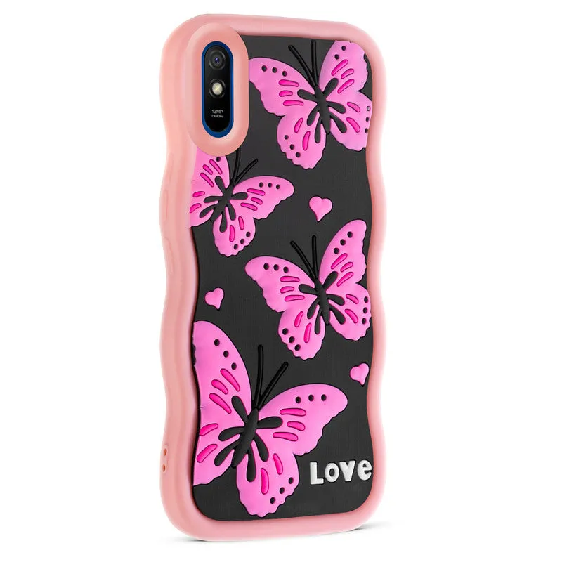 3D Silicone Soft Wave Edges Mobile Back Case For Redmi 9A