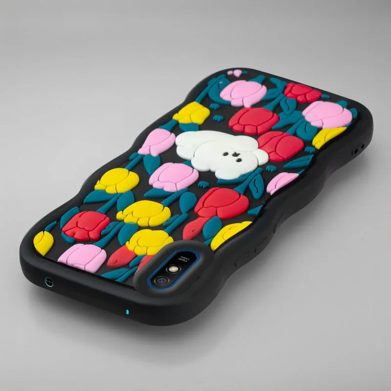 3D Silicone Soft Wave Edges Mobile Back Case For Redmi 9A