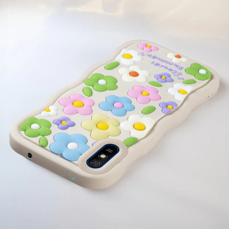 3D Silicone Soft Wave Edges Mobile Back Case For Redmi 9A