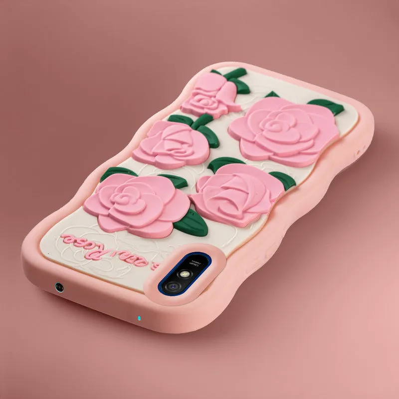 3D Silicone Soft Wave Edges Mobile Back Case For Redmi 9A