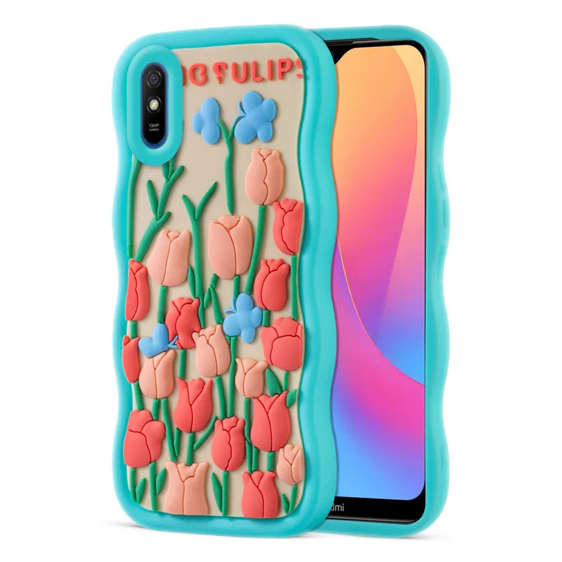 3D Silicone Soft Wave Edges Mobile Back Case For Redmi 9A